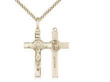 GOLD FILLED BENEDICT CRUCIFIX WITH 18'' CHAIN