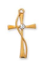 GOLD OVER STERLING CROSS WITH STONE