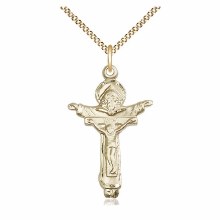 GOLD FILLED TRINITY CRUCIFIX WITH 18 INCH CHAIN