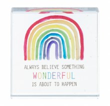 GLASS BLOCK "BELIEVE SOMETHING WONDERFUL..."