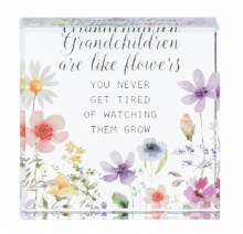 GLASS BLOCK "GRANDCHILDREN ARE LIKE FLOWERS..."