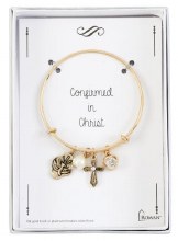 GOLD CONFIRMATION BRACELET WITH DOVE, CROSS, PEARL, AND HEART
