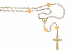 GOLD CRYSTAL PEACHFLOWER ROSARY