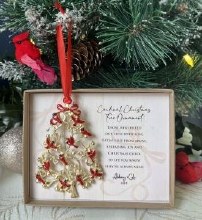 GOLD CARDINAL TREE ORNAMENT