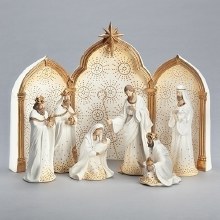 IVORY & GOLD DOT 9PC NATIVITY