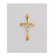 GOLD OVER STERLING CRUCIFIX WITH SILVER CORPUS