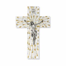 GOLD AND SILVER RAYS GLASS CRUCIFIX