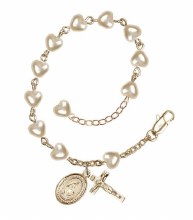 GOLD PLATED HEART PEARL ROSARY BRACELET