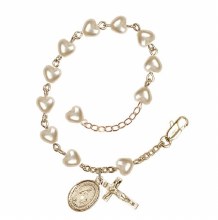 GP HEART PEARL ROSARY BRACELET