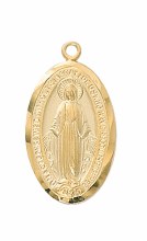 GOLD TONE PEWTER MIRACUOUS ETCHED MEDAL WITH 18'' GOLD TONE CHAIN
