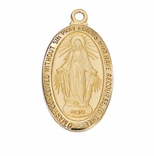 GOLD TONE PEWTER MIRACULOUS MEDAL WITH 18'' GOLD TONE CHAIN
