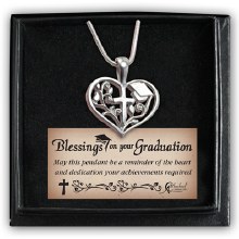 GRADUATE HEART WITH CROSS NECKLACE