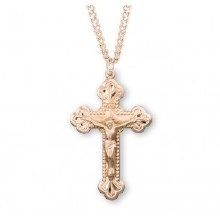 2'' BUDDED CRUCIFIX WITH BEADED EDGING