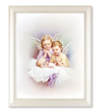 Guardian Angels Print in a Pearlized White Frame