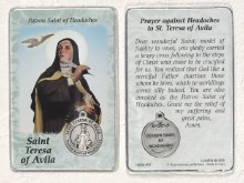 ST TERESA OF AVILA PRAYER CARD WITH MEDAL