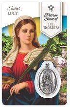 HEALING ST LUCY PRAYER CARD WITH MEDAL