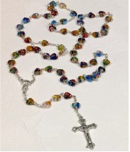 HEART SHAPED IMITATION MURANO GLASS ROSARY