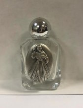 SMALL DIVINE MERCY HOLY WATER BOTTLE WITH PEWTER DETAIL