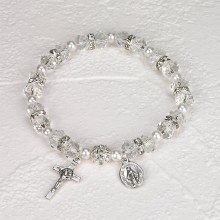 CLEAR CRYSTAL ROSARY BRACELET