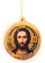 JESUS FACE OLIVE WOOD ORNAMENT