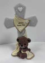 JESUS LOVES ME BEAR CROSS