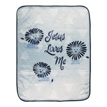 JESUS LOVES ME LION BLUE FLEEC