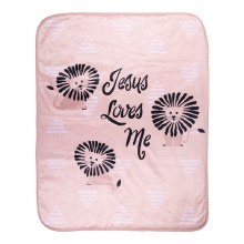 JESUS LOVES ME LION PINK FLEEC