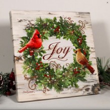 JOY WINTER WREATH CARDINALS
