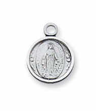 STERLING SILVER MEDAL WITH 16-18'' ADJUSTABLE PLATINUM PLATED CHAIN