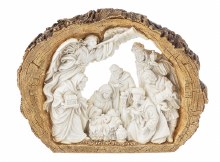 LOG CARVED WHITE NATIVITY