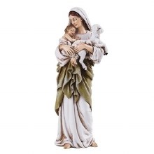 MADONNA & CHILD W/LAMB STATUE