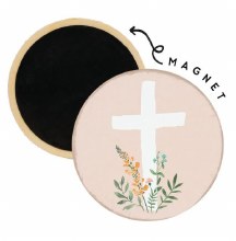 PINK CROSS FLORAL MAGNET