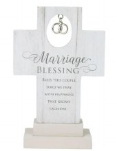 MARRIAGE BLESS/ DBL RING STANDING CROSS