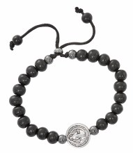 ST BENEDICT BLACK WOOD ADJUSTABLE BRACELET