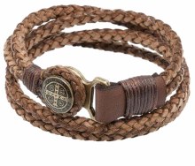 MENS ST BENEDICT GOLD MED CORD BRACELET