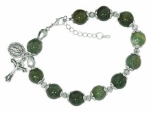 MOSS AGATE STONE ROSARY BRACELET