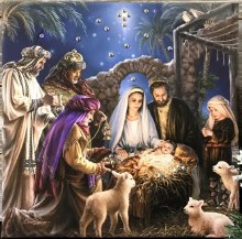 NATIVITY PRINT WITH DAZZLING CRYSTALS