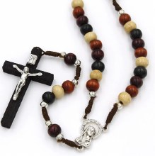 ROSARY NECKLACE WOOD/CORD