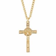 GOLD PLATED 1.5" ST BENEDICT CRUCIFIX