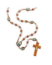 OUR LADY OF GRACE WOOD BEAD ROSARY