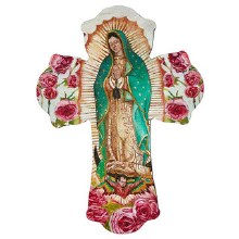 OUR LADY OF GUADALUPE WALL CROSS WITH ROSES