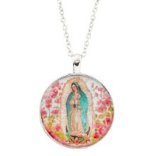 OUR LADY OF GUADALUPE WITH ROSES NECKLACE