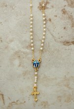 OUR LADY OF GRACE GOLD PLATED ROSARY NECKLACE