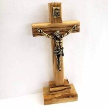 STANDING OLIVE WOOD CRUCIFIX 5"