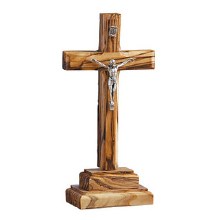 OLIVE WOOD STANDING CRUCIFIX 5.75"