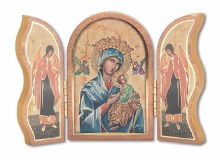 GOLD EMBOSSED OUR LADY OF PERPETUAL HELP TRIPTYCH
