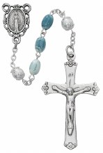 OVAL BLUE SWIRL ROSARY