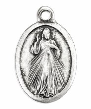 OVAL OXIDIZED DIVINE MERCY MEDAL