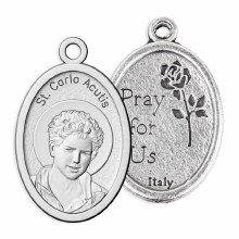 OVAL 1" ST CARLO ACUTIS OXIDIZED MEDAL