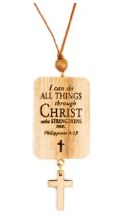 OLIVE WOOD TRUST IN LORD CAR ORNAMENT